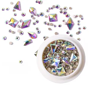 Wholesale Nail Rhinestones Glass Stones FlatBack Multi Shapes Nail Rhinestones Crystals Glass Nail Art Accessories