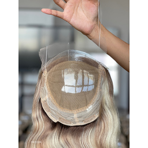 Peluca Mini de Cabello Europeo Virgen Natural con Frente de Encaje y Gorra de Encaje, 130% de Densidad, con Colores y Reflejos para Mujeres Blancas - Product Image 4