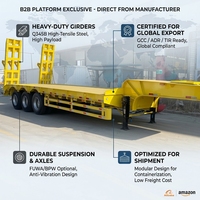 Semi-remorque à plateau bas robuste 3, 4 ou 5 essieux, 80 à 100 tonnes, pour le transport d'équipements de construction