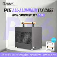 Boîtier d'ordinateur P16 6.9L Mid Tower Mini ITX en aluminium 5052 SFF pour GPU 255mm, alimentation 1U avec USB-C – En stock