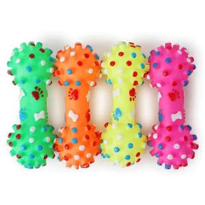 Interaktif küçük diken dambıl gıcırtılı diş temizleme köpek oyuncak Pet vinil gıcırtılı oyuncak EVA ve sünger vinil malzemeler - Product Image 1