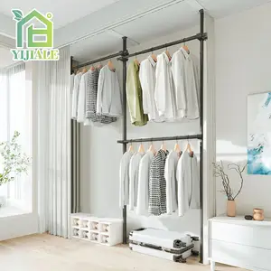 Metal Clothes Shelf Rack Industrial Coat Rack Foldable Free Standing Clothes Rack For Home