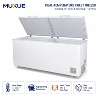 MUXUE 628L 2 Portes Horizontales Commerciales -22°C ° Congélateur coffre à ouverture par le haut avec couvercles relevables