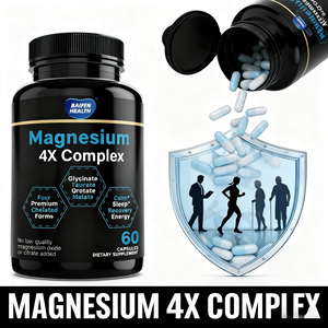 קפסולות מגנזיום 4X קומפלקס OEM/ODM, מגנזיום גליצינאט ומלאט, תוספי תזונה לשינה, אנרגיה ובריאות - Product Image 4