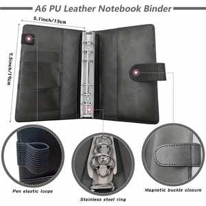 A5 Binder PU Leather 6-Ring Notebook Binder Cover for A5 Filler Paper, Refillable A5 Personal Planner Binder with <b>Magnetic</b> - Product Image 2