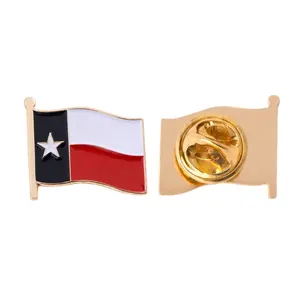 Revers en métal personnalisé avec Logo, en émail doux, Design personnalisé, drapeau du Texas, fabriqué sur mesure