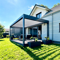 Pergola moderne en aluminium à toit motorisé à lamelles, imperméable, pour patio extérieur, jardin, cour arrière, gazebo