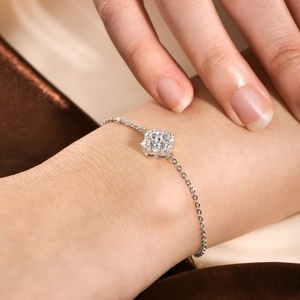 Exquisite Jewelry Eco-friendly Copper 14k Gold Plated 3MM VVS GRA Moissanite Classic Fashion Four Leaf Chain Link <b>Bracelet</b> - Product Image 4