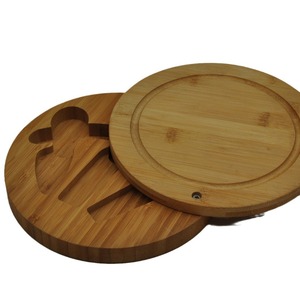 Chobi Family Bamboo <b>Cheese</b> Board <b>Set</b> 20x20x3.2cm Rotating Serving Tray For <b>Cheese</b> Steak Pizza Baking Cake Cutlery - Product Image 2