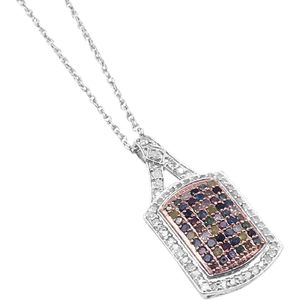 Diamond Pendant <b>Necklace</b> 1.01 Cttw White Multi Color Brilliant Cut Luxury 925 Sterling Silver 18 Inch diamond engagement <b>ring</b> - Product Image 1