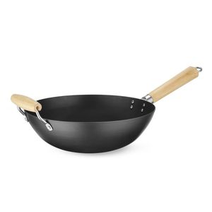 Wok Comercial HENDI con Mango de Madera, Diámetro 324 mm x Altura 565 mm - Product Image 1