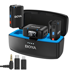 Boya boyamic không dây Lavalier <span class=keywords><strong>Microphone</strong></span> cho Iphone <span class=keywords><strong>Android</strong></span> máy ảnh vlog tất cả-trong-một ve áo kép mic hệ thống cho DSLR Youtube sống - Product Image 1
