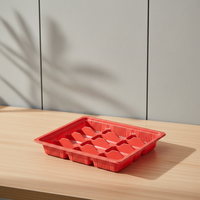 Barquette alimentaire jetable rouge et noire anti-fuite avec couvercle de qualité alimentaire, conteneur en plastique empilable pour les repas à emporter des restaurants