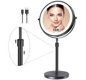 <strong>Chrome</strong> Desktop <strong>Magnifying</strong> Makeup <strong>Mirror</strong> with Personalized 3 Color LED Lighting Beauty Cosmetic <strong>Mirror</strong> for Makeup - Product Image 3
