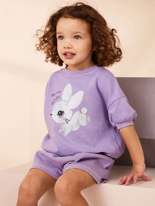 2025 New Style Cute Cotton T-Shirt <strong>and</strong> Kid's Two-Piece Set for Summer Casual Girls' <strong>Clothing</strong> for Children - Product Image 3
