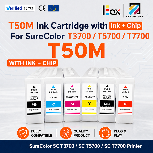 Compatible T50M 700ml Pigment Ink Cartridge with Ink and Chip for Epson SureColor SC T3700D SC T5700D SC T7700D