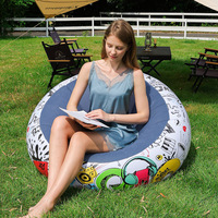 Taburete inflable portátil de Flocado de PVC, bolsa de frijoles plegable, sofá reclinable, diseño esférico de grafiti para sala de estar, cama para el almuerzo