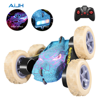 Voiture télécommandée AiJH Rc Twist Stunt Car double face avec musique et lumières cool, voiture télécommandée dinosaure rotative à 360°