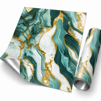 Papier peint marbré tourbillonnant blanc et or vert-bleu, 2,3 mm PET IXPE mousse, feuilles de 60x90 cm pour murs décoratifs de chambre