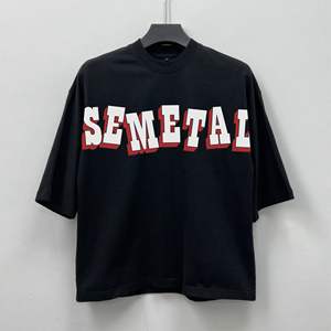 Camiseta de gran tamaño con hombros caídos, fabricante de camisetas de algodón pesado con estampado cuadrado, ropa de calle personalizada, camiseta gráfica para hombres - Product Image 5