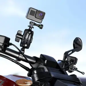 Aluminum Alloy Tripod Mount Adapter 360 Adjustable Gopro Action Camera Handlebar Mount Motorcycle Camera Base