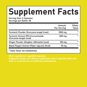 Capsules de Curcuma à Haute Concentration avec Racine de Gingembre et Poivre Noir pour la Mobilité Articulaire et le Bien-être Digestif – Complément Herbal - Product Image 6
