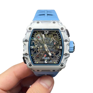 Reloj Mecánico Automático de Buceo, Personalizado de Alta Gama 2025, con Forma de Tonel, Esqueleto, Acero Inoxidable, Resistente al Agua, Azul y Blanco - Product Image 1