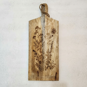 Tabla de cortar de madera rectangular con grabado floral, tabla para servir, tabla de preparación de alimentos para cocina - Product Image 1