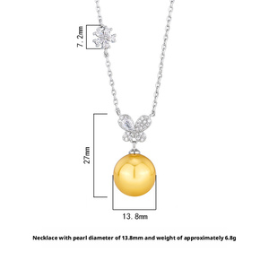 Collana con Ciondolo a Farfalla in Perla di Conchiglia da 14mm, Placcata in <span class=keywords><strong>Oro</strong></span> Rame Ecologico di Alta Qualità, per Donna, Casual e da Ufficio - Product Image 6