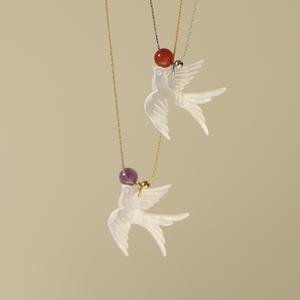 Nuevo estilo Natural madre de perla pájaro volador colgante paloma blanca encanto Collar cadena señoras collar - Product Image 4