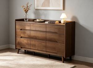 New Arrival Walnut Wood 9-Drawer Dresser <b>Chest</b> of Drawers for Bedroom <b>Storage</b> - Product Image 4