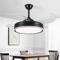 Ventilateur de plafond décoratif intelligent à 5 pales avec télécommande, source lumineuse LED en cuivre, moteur DC, kit ventilateur-plafonnier avec grille d'évacuation