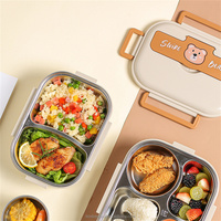Boîtes à lunch Bento sulfurisées de qualité alimentaire Boîte à lunch en silicone pour enfants et adultes en acier inoxydable pour le bureau de l'école Vente en gros bon marché