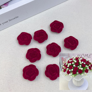 Kit de matériel pour fleurs artificielles en rose floquée, 19 mm, rouge vin, pour la Saint-Valentin, bricolage, décoration - Product Image 1