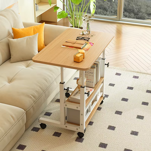 2025 Hot Sale Modern White Wooden Convertible Height <strong>Adjustable</strong> <strong>Computer</strong> <strong>Desk</strong> with Mobile Wheels &amp; Laptop Stand for Students - Product Image 4