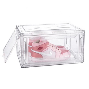 HC0008-3 Hot Selling Magnetic Packing Shoe Box Plastic Modern Style Side Drop Sneaker Storage Box