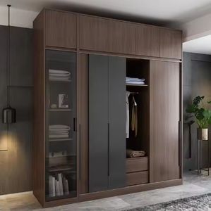 <b>Bathroom</b> Wood Wardrobe Cabinet with Led <b>Mirror</b> Sliding Door - Product Image 1
