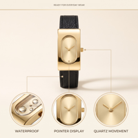 Montre décontractée de luxe pour femme, en acier inoxydable, bracelet en cuir, boîtier tonneau, mouvement à quartz en laiton et cristal, largeur de bracelet 18 mm