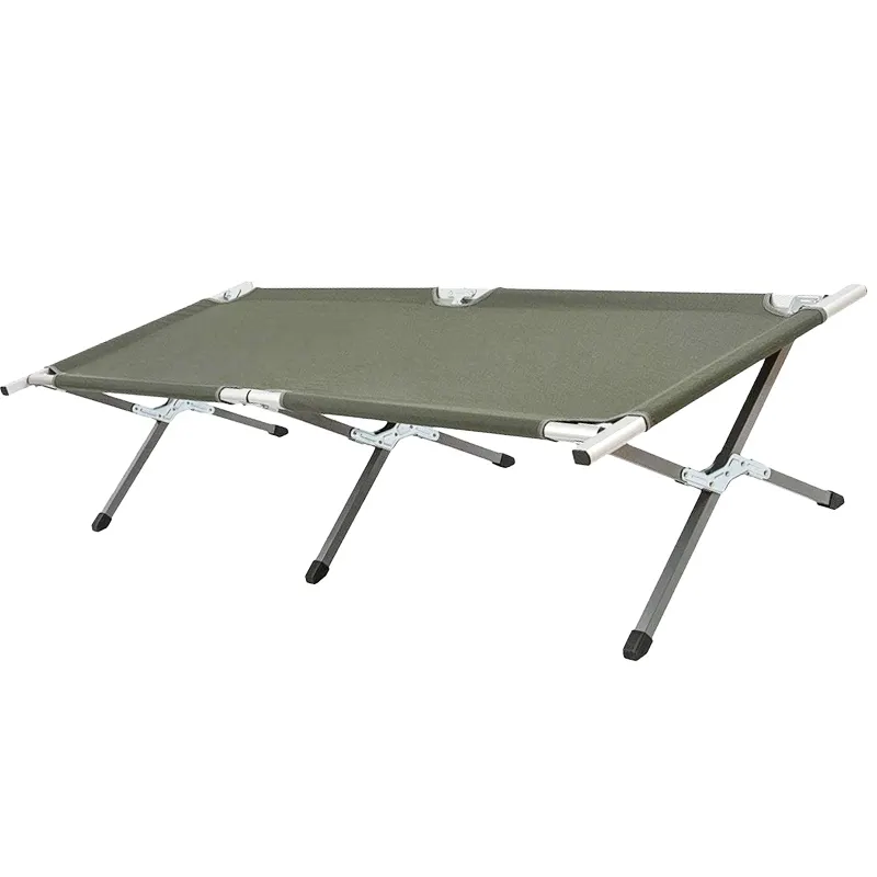 Cama plegable portátil de aluminio para acampar, cama plegable para exteriores, color verde oliva, venta al por mayor