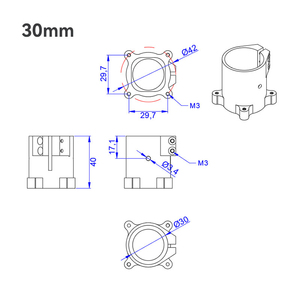 Connecteur de base de fixation verticale RJXHobby RJX 16/20/25/30/35/40mm pour bras de drone multirotor et train d'atterrissage - Product Image 5