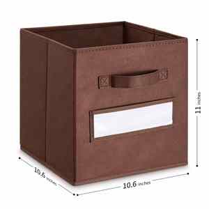 Cubes de rangement pliables en tissu avec fenêtre pour étiquettes, bacs de rangement en tissu, paniers de rangement - Product Image 3