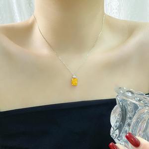 قلادة نسائية أنيقة من الفضة الإسترلينية عيار 925 مع زركونيا 5A، مرصعة بالألماس البرتقالي، مجوهرات للخطوبة والزفاف - Product Image 4