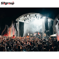 Torre de altavoz negra personalizada de fácil montaje, sistema de techo de soporte de armazón, armazón de aluminio de escenario gigante para eventos
