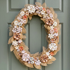 Rustic Handmade Floral Wreath With Tulle And <b>Paper</b> Flowers Round <b>Decorative</b> <b>Wall</b> <b>Hanging</b> Unlit Craft Style - Product Image 6