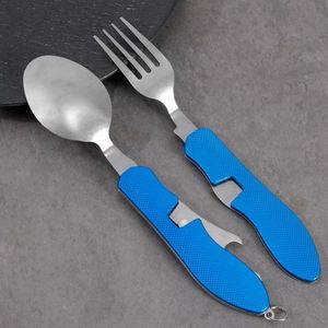 Juego de Utensilios de Camping 4 en 1 de Acero Inoxidable Portátil, Multiherramienta con Cuchara, Tenedor, Cuchillo y Abrebotellas para Viajes - Product Image 3