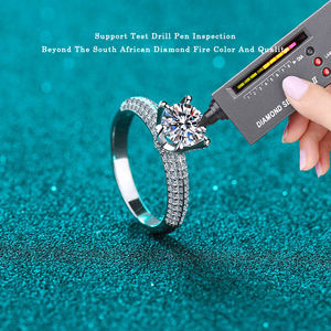 Bague de promesse <span class=keywords><strong>en</strong></span> argent sterling 925 avec moissanite classique AZ217-J, <span class=keywords><strong>solitaire</strong></span> à six griffes, 0,5/1/2 ct, bague <span class=keywords><strong>en</strong></span> moissanite pour femmes - Product Image 3