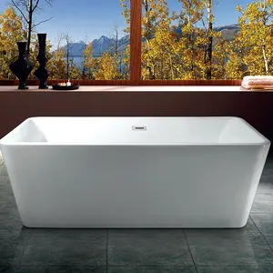 Simple ประเภทคลาสสิกสี่เหลี่ยมผืนผ้าอะคริลิค Master ห้องน้ำสีขาวขนาดใหญ่อ่างอาบน้ำ