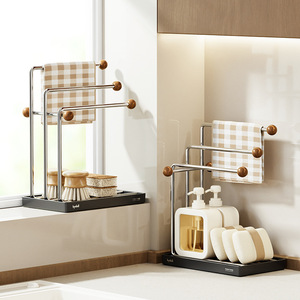 Stainless Steel Dishcloth Rack L-Shaped Multi-Purpose No Installation Required Window Sill Kitchen Draining Rack - Product Image 1