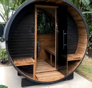 Cabine de sauna baril extérieure moderne pour 2 personnes économe en énergie générateur de vapeur sèche en cèdre rouge et pruche pour les locations de vacances - Product Image 3