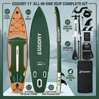 EGGORY Planche de paddle gonflable en PVC 11FT 32" à grain de bois, ultra-stable, ISUP, ensemble complet tout-en-un, pour le tourisme, adulte